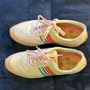 Boden Cream Sneakers with Multicolor Stripes